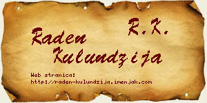Raden Kulundžija vizit kartica